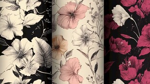 多彩花卉图案墙纸设计