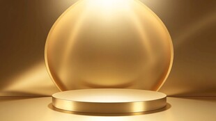 金色球体置于圆形底座上