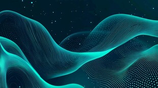 梦幻蓝绿波浪抽象背景图