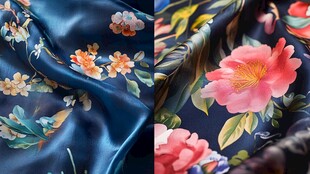 精美花卉丝绸面料展示