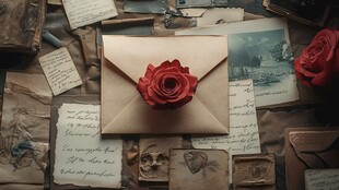 复古情书 玫瑰与旧信件