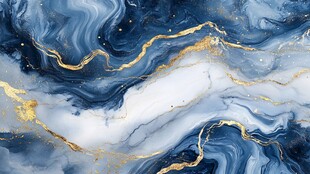 蓝金交融流体艺术纹理图