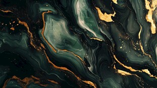 墨绿鎏金流体抽象艺术纹理