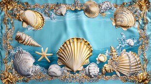 梦幻贝壳装饰的海洋画面