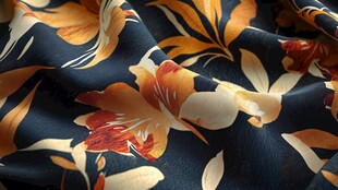 热带花卉图案丝绸面料