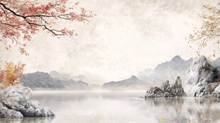 水墨山水秋景图