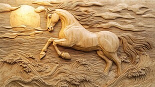 骏马奔腾浮雕艺术杰作