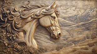 木雕骏马图 尽显灵动神韵