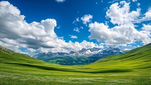 草原蓝天雪山壮美风光