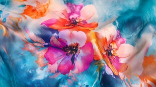 梦幻水彩花卉艺术画面