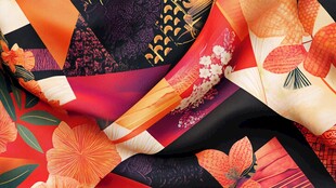 多彩花卉图案时尚丝巾