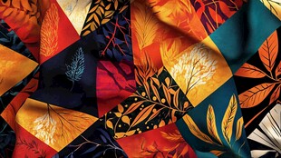 多彩几何植物纹绚丽织物