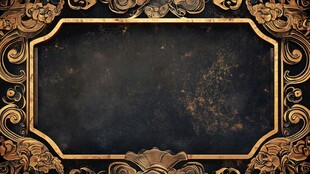 复古黑金雕花边框背景图