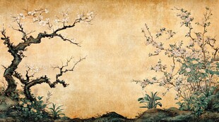 古风花卉树木绘画图景