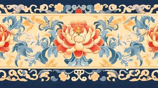 古典牡丹花卉传统纹样