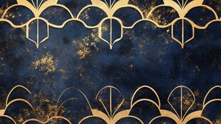 深蓝底金色复古花纹背景