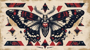 飞蛾几何图案艺术插画