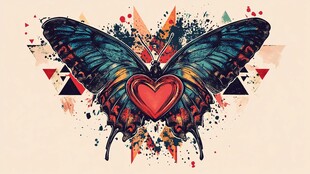 心形蝶翼 艺术与梦幻交织