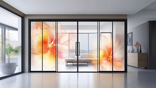 梦幻花卉玻璃隔断客厅空间