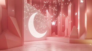 梦幻粉色星月室内场景