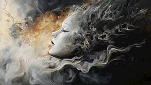 梦幻烟雾环绕的神秘面容