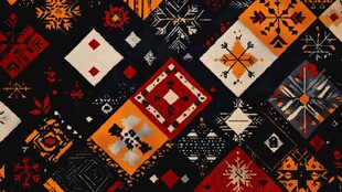 几何图案拼接民族风织物