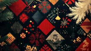 圣诞风几何图案织物装饰