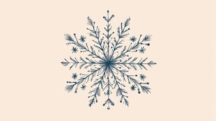 手绘蓝色精致雪花图案