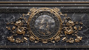 中式黑金雕花墙面装饰