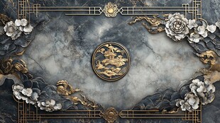 中式奢华大理石装饰背景图