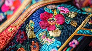 精美刺绣织物的绚丽细节