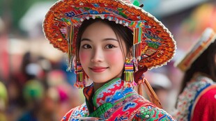 少数民族少女的绚丽风采