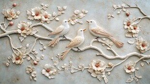 花鸟浮雕装饰 精致又唯美