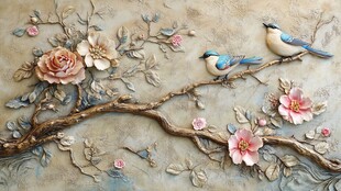 花鸟浮雕艺术墙面装饰