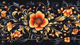 华丽花卉装饰图案设计