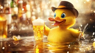 小黄鸭举杯畅饮欢乐时刻