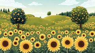 向日葵花海田园风光图