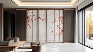 中式客厅雅致屏风装饰
