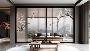 中式雅致客厅与移门景致