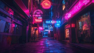 霓虹闪烁的都市隐秘小巷
