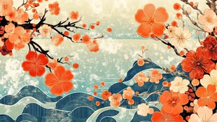 春日繁花与山水诗意景象