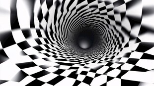 黑白漩涡几何图案视觉效果