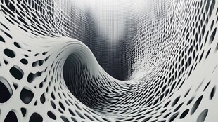 黑白孔洞漩涡状抽象艺术