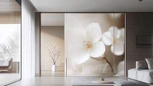 简约客厅的花卉艺术背景墙