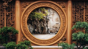 中式圆窗景 尽显古典雅致