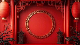 中式红韵场景 古典氛围感