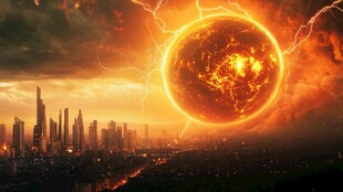 末日景象 巨球降临城市上空