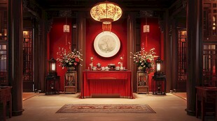 中式典雅厅堂室内布置