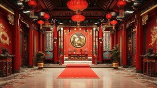 中式传统喜庆厅堂场景