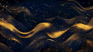 梦幻金色星空波浪背景